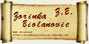 Zorinka Biolanović vizit kartica